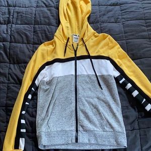yellow and gray zip up hoodie from pink